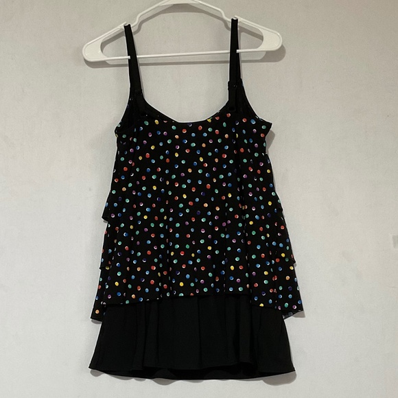 Great Lengths Swimdress Swimwear Womens 10 Black Polka Dot Tiered Bra Cups - Picture 4 of 11